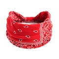 Bandeau de yoga élastique avec motif cachemire rouge classique pour coiffure sportive - Rouge Vif Paisley (#9)