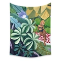 Arazzo bohémien giungla tropicale con una donna tra lussureggianti foglie esotiche e fiori - LT312-6-Riposo in Bikini nella Giungla / 73X95CM/Tessuto Spazzolato