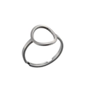 Anillo de plata ajustable minimalista con forma geométrica ovalada irregular mate - Redondo / Color Acero