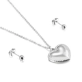 Minimalistische set met hartjesketting en bolvormige oorknopjes van roestvrij staal - Staal Kleur (KS135684-Z)