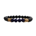 8mm tiger eye lapis lazuli beaded bracelet with gold crown charms for men and women - 1# Lapis Lazuli Style