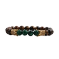 8mm Tiger Eye and Malachite crown charms beaded bracelet for men with gold accents - 2# Malachite Tiger's Eye Style