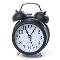 Reloj despertador retro de metal negro de 3 pulgadas con doble campana de cuarzo - Negro