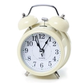 Classic 3-inch beige metal twin bell quartz alarm clock with vintage silent movement - Beige