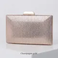 Elegant champagne gold rectangle evening clutch bag with chic chevron textured finish - Champagne