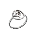 Vue détaillée de la bague rose argentée montrant la finition mate et l'anneau ouvert - Rose / Acier