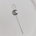 Silver zircon wrap around ear cuff with sparkling heart crystals and needle closure - C-Shape Silver