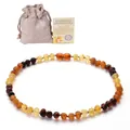 Collana di ambra baltica per bambini in colori misti con sacchetto di lino e certificato - Opaco (Con Certificato e Confezione)