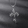 Macro shot of silver stainless steel cross pendant with ornate vintage textures - Flame Cross Style (X214) / 1 Piece