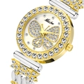 Missfox luxury women's quartz watch in gold and silver finish with butterfly diamond dial - Two-tone (Gold & Silver)