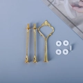 Three-tier cake stand hardware kit with gold metal rods and round handle detail - Crown Tray Stand (Gold)