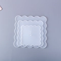 Three-piece set of translucent scalloped square silicone molds for resin tray crafting - 3-Layer Square Wavy Tray Mold Set