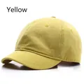 Casquette de baseball jaune en toile de coton avec visière courte au style vintage - Réglable / Jaune