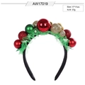 Detail van kerst hoofdband met rode en gouden bellen, maat 17x17cm, gewicht 37g - Gekleurde Ballen & Bellen Hoofdband