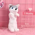 Astuccio husky in peluche, borsa di cancelleria per cani grigio e bianco per scuola - Husky