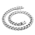 Pulsera de cadena cubana de acero inoxidable plateado pulido de estilo punk hip hop - Collar de Plata