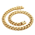 Cadena cubana dorada pulida para hombre con cierre de seguridad tipo clip metálico - Collar de Oro
