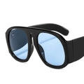 Retro oversized sunglasses with thick black frames and light blue lenses for trendy styling - Black Frame Blue Lens