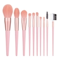 Set di 10 pennelli per trucco rosa con setole morbide e ghiera in oro rosa - Set di 10 Pennelli da Trucco (Sacchetto OPP) / Rosa nudo