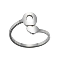 Detail of silver stainless steel ring with alternating hollow circles and heart shapes - Letter O / Steel