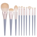 Professionele 10-delige blauwe make-up penselenset met zachte haren en roségouden huls - Blue Bridge 10-delige set (hzs-148) / Grijsblauw