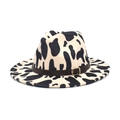 Classic wide brim fedora hat with cow print pattern and buckled leather band - M (56-58cm) / Off White