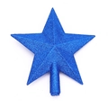 Sparkling blue glitter five-pointed star tree topper for Christmas decoration - 20cm / Dark Blue