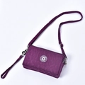 Donkerpaarse nylon mini crossbody telefoontas met drievoudige rits en verstelbare riem - Donkerpaars Crossbody