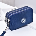 Donkerblauwe mini canvas polstas met drie ritscompartimenten en een sterrenlogo - Donkerblauw Groot
