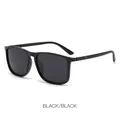 Classic polarized men's sunglasses with TR90 bright black frame and dark grey lenses - Bright Black Frame Gray Lens