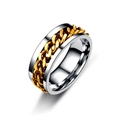 Punk style two-tone titanium steel rotating chain ring with gold inlay for men - US 6 / Gold