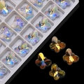Butterfly crystal glass pendant in iridescent AB finish with faceted cut for jewelry DIY - Rainbow AB