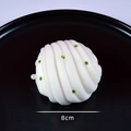 Realistic 8cm white spiral texture bun model stress toy with green dots decor - 8cm Steamed Flower Bun