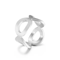 Bague géométrique évidée en acier inoxydable argenté au design minimaliste moderne - US 6 / Style Rond Creux Argenté (KR23330-D)