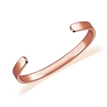 Close-up of minimalist rose gold stainless steel C-shaped open cuff bracelet with smooth finish - Rose Gold (Plain)