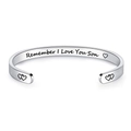Polished stainless steel C-shape cuff bracelet with Remember I Love You Son engraving - Steel Son