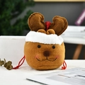 Festive Christmas reindeer gift bag with plush antlers and drawstrings for holiday treats - P1-15 Shiny Fabric Apple Bag Reindeer (15*16cm)