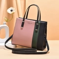 Kleurgeblokte tote bag van imitatieleer in roze, groen en zwart met afneembare riem - Roze en Zwart