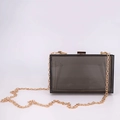 Rauchgraue, durchsichtige Acryl-Clutch mit goldenem Metallrahmen und abnehmbarer Kette - Transparent Schwarz