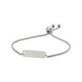 Adjustable silver titanium steel ID bracelet with rectangular blank engraving plate - Steel