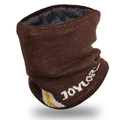 Scaldacollo invernale marrone scuro con fodera in pile e scritte JOYLORD a maglia - caffè