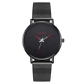 Fashion Geneva men's watch with black mesh strap and red hands on a textured dial - Red Hands Black Strap
