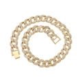 Collana da uomo hip hop a catena cubana dorata con strass brillanti su sfondo bianco - Collana (NL2020) / 16 pollici (40 cm) / Oro