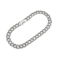 Bracciale cubano argento con strass scintillanti e chiusura a scatto su sfondo bianco - 16 pollici (40cm) Collana / Argento