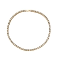 Goldene Tennis-Halskette mit funkelnden Steinen in kreisförmiger Anordnung präsentiert - 5mm 26inch / Gold