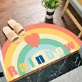 Semi-circular rainbow anti-slip doormat for entryway and bathroom home decor - Rainbow Heart