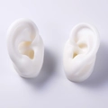 Pair of realistic white silicone ear models for earring and headphone jewelry display - White
