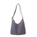Borsa tote in tela grigio-viola con tracolla marrone dal design minimalista casual - Grigio
