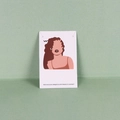 Deep green round stud earrings displayed on a minimalist illustrated white jewelry card - 6x9cm / Wavy Hair Illustration (XL-KP119)