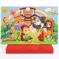 30-piece animal school theme wooden puzzle for kids featuring colorful cartoon characters - Animal Reading Club (3001)